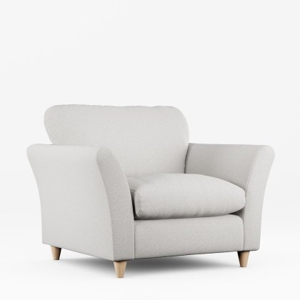 Alpine Armchair Fabric Minco Grey With Country Oak Leg Alpine Armchair Fabric Minco Grey With Country Oak Leg