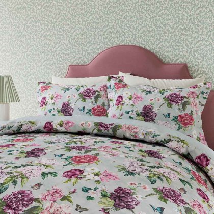 Summer Peony Reversible Duvet Cover Set Vinyard Rose (Multiple Sizes)