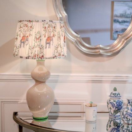 Lily Table Lamp Cream Base With Multi-Coloured Elephant Patterned Shade