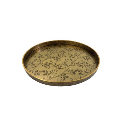 Oriental Floral Tray Antique Brass Oriental Floral Tray Antique Brass
