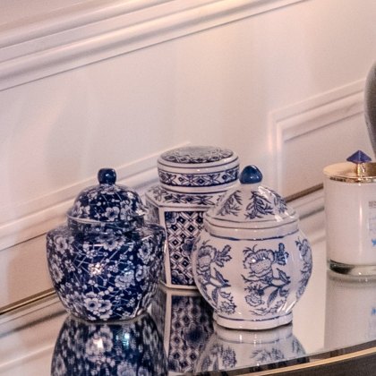 Leith Blue & White Jars (Set Of 3)