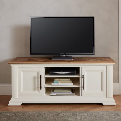 Belgrave 2 Door TV/Entertainment Unit Ivory & Oak