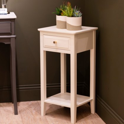 Carson 1 Drawer Side/Lamp Table With Shelf Cream (Multiple Sizes)