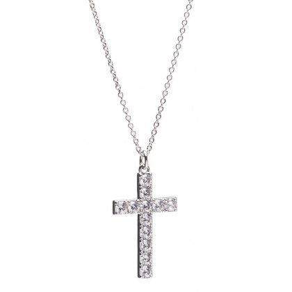 Diamond Cross Necklace Silver Diamond Cross Necklace Silver