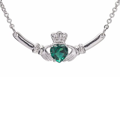 Cladagh Pendant With Green Diamond Silver Cladagh Pendant With Green Diamond Silver