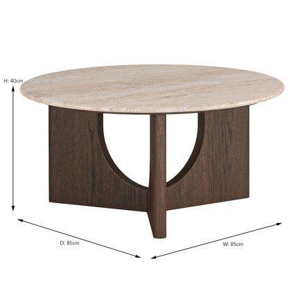 Cali Round Coffee Table With Travertine Top