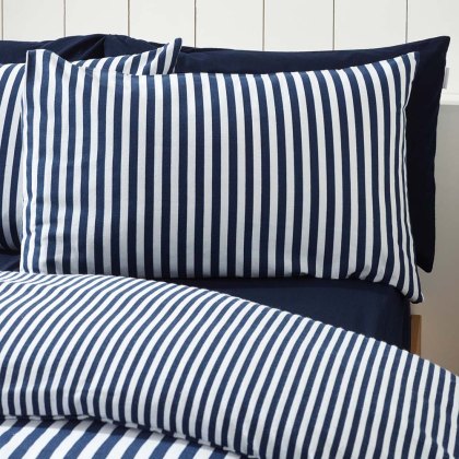 Stripe Brushed Cotton Reversible Duvet Cover Set Navy (Multiple Sizes) Stripe Brushed Cotton Reversible Duvet Cover Set Navy (Multiple Sizes)