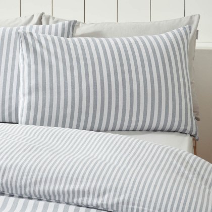 Stripe Brushed Cotton Reversible Duvet Cover Set Silver (Multiple Sizes) Stripe Brushed Cotton Reversible Duvet Cover Set Silver (Multiple Sizes)