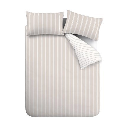 Ashford Stripe Reversible Duvet Cover Set Natural (Multiple Sizes)