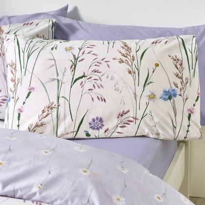 Grasmere Floral Brushed Cotton Reversible Duvet Cover Set Green (Multiple Sizes)