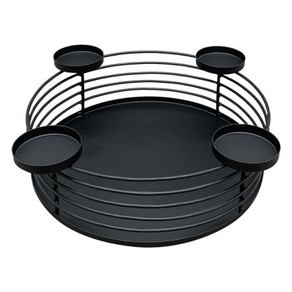 Candleholder Round Metal Black 30cm Candleholder Round Metal Black 30cm