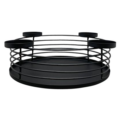 Candleholder Round Metal Black 30cm