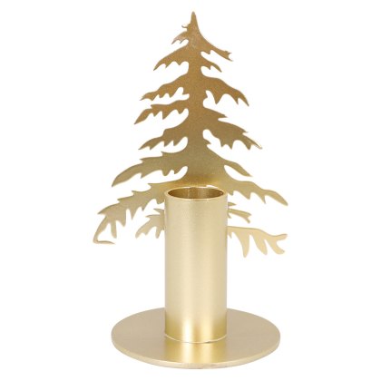 Tree Candle Holder Metal Gold 13cm