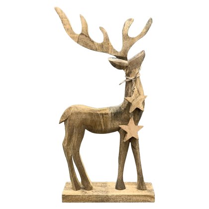 Decorative Wooden Reindeer With Antlers 40cm Decorative Wooden Reindeer With Antlers 40cm