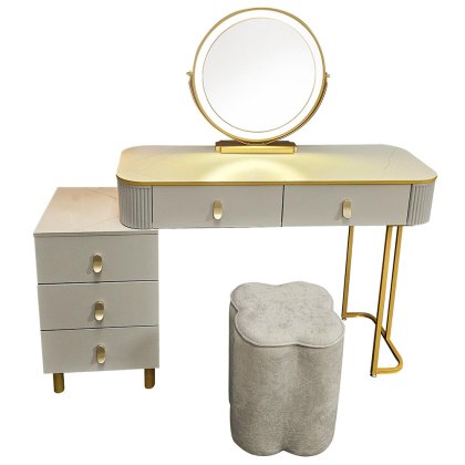 Layla Dressing Table Set With Stool & Vanity Mirror Grey
