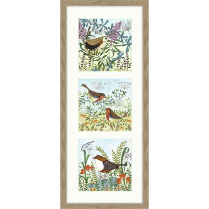 Hedgerow Trio 25cm x 55cm Picture By Linda Hoskin Brown Frame Hedgerow Trio 25cm x 55cm Picture By Linda Hoskin Brown Frame