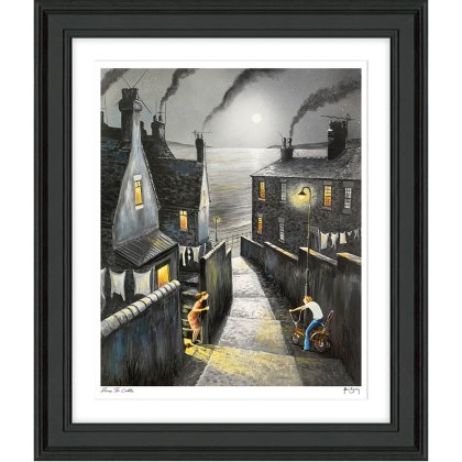Across The Cobbles 59cm x 69cm Picture By Adam Barsby Black Frame Across The Cobbles 59cm x 69cm Picture By Adam Barsby Black Frame