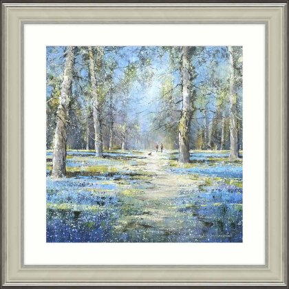 Amongst The Bluebells 82cm x 82cm Picture By Michael Sanders Silver Frame Amongst The Bluebells 82cm x 82cm Picture By Michael Sanders Silver Frame