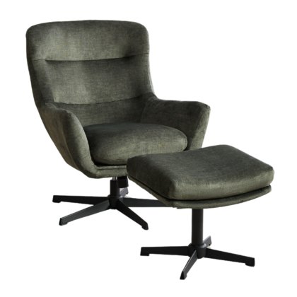 Blair Swivel Armchair & Footstool Fabric Winter Moss Blair Swivel Armchair & Footstool Fabric Winter Moss