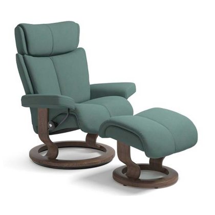 Magic Chair With Classic Base & Footstool Paloma Leather