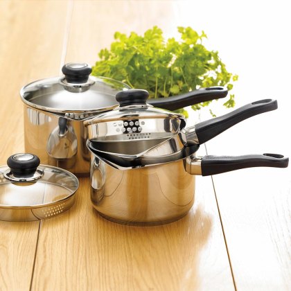 Vista 5 Piece Draining Saucepan Set