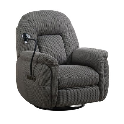 Solden Electric Reclining Swivel Armchair With Phone Holder Fabric Grey
