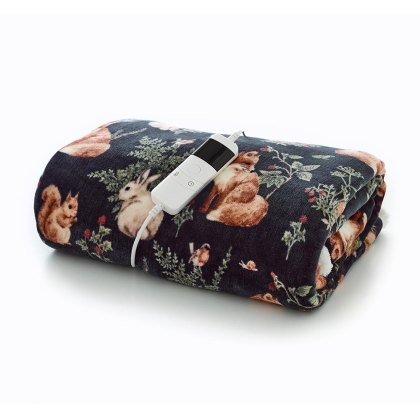 Woodland Wildlife Heated Throw 140x180cm Green Woodland Wildlife Heated Throw 140x180cm Green