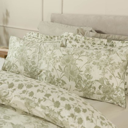 Ada Reversible Duvet Cover Set Green (Multiple Sizes)