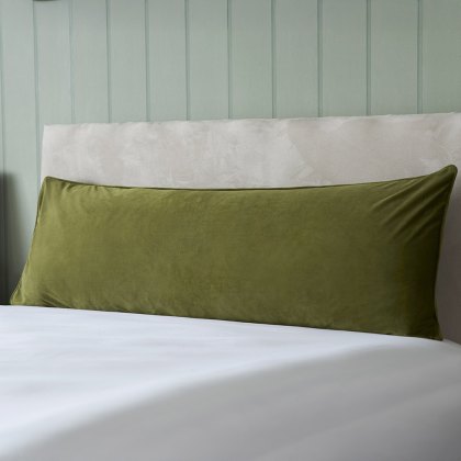 Velvet Bolster Cushion 43x120cm Olive