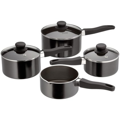 Essentials Non-Stick 4 Piece Saucepan Set Black