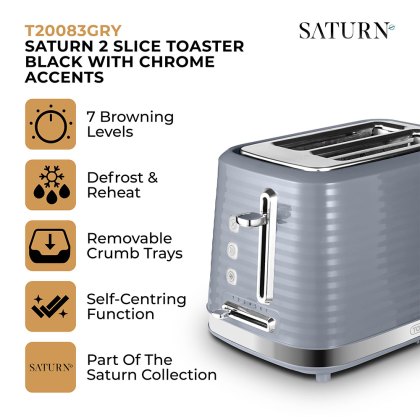 Saturn 2 Slice Toaster Grey