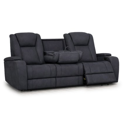 Jungfrau 3 Seater Electric Reclining Sofa With Pull Down Tray Faux Suede Graphite