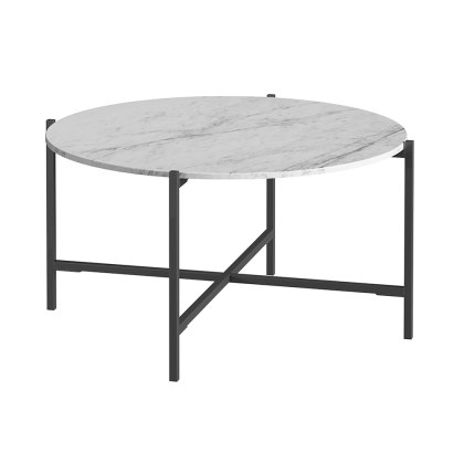 Marmora Round Coffee Table White Marble & Grey Marmora Round Coffee Table White Marble & Grey