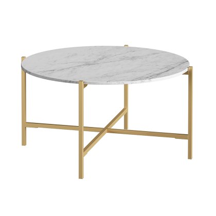 Marmora Round Coffee Table White Marble & Gold Marmora Round Coffee Table White Marble & Gold