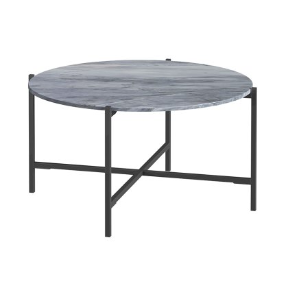 Marmora Round Coffee Table Grey Marble & Grey