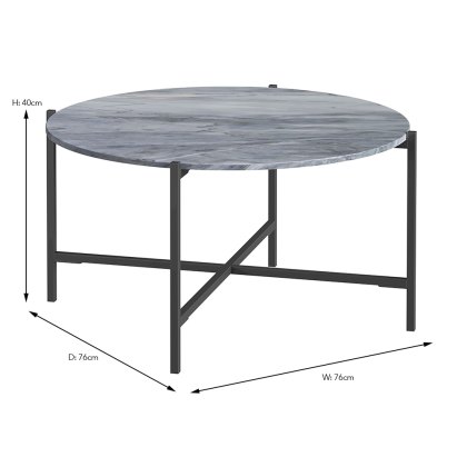 Marmora Round Coffee Table Grey Marble & Grey