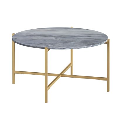 Marmora Round Coffee Table Grey Marble & Gold Marmora Round Coffee Table Grey Marble & Gold