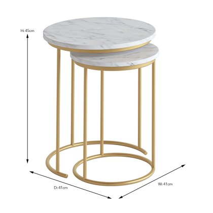 Marmora Nest Of Tables (Set of 2) White Marble & Gold Marmora Nest Of Tables (Set of 2) White Marble & Gold