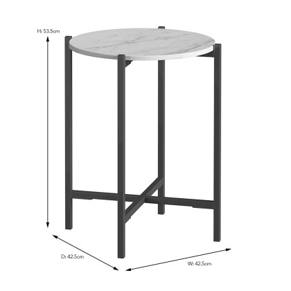 Marmora Round Side/Lamp Table White Marble & Grey Marmora Round Side/Lamp Table White Marble & Grey