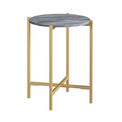 Marmora Round Side/Lamp Table Grey Marble & Gold Marmora Round Side/Lamp Table Grey Marble & Gold