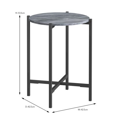 Marmora Round Side/Lamp Table Grey Marble & Grey Marmora Round Side/Lamp Table Grey Marble & Grey