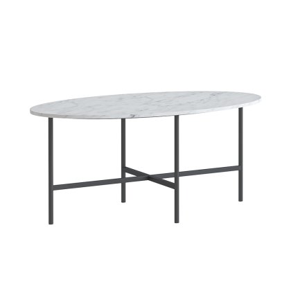 Marmora Oval Coffee Table White Marble & Grey Marmora Oval Coffee Table White Marble & Grey