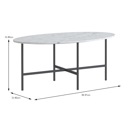 Marmora Oval Coffee Table White Marble & Grey Marmora Oval Coffee Table White Marble & Grey