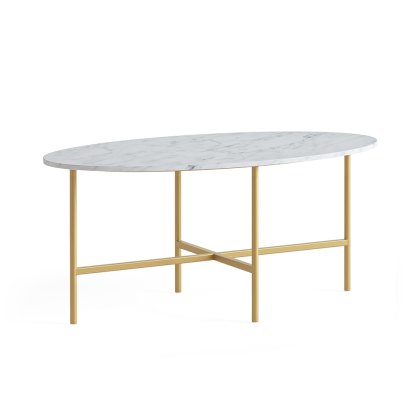 Marmora Oval Coffee Table White Marble & Gold Marmora Oval Coffee Table White Marble & Gold
