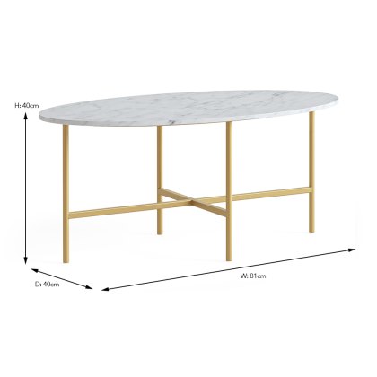 Marmora Oval Coffee Table White Marble & Gold Marmora Oval Coffee Table White Marble & Gold