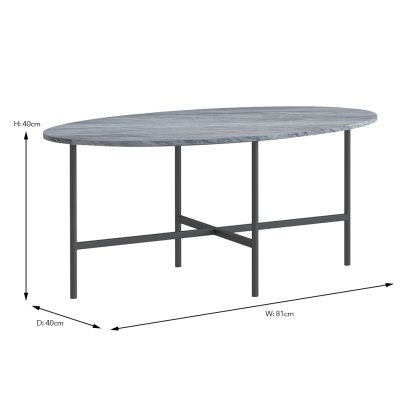 Marmora Oval Coffee Table Grey Marble & Grey Marmora Oval Coffee Table Grey Marble & Grey