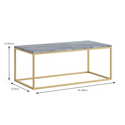 Marmora Rectangular Coffee Table Grey Marble & Gold Marmora Rectangular Coffee Table Grey Marble & Gold
