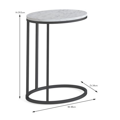 Marmora Oval Sof/Side Table White Marble & Grey Marmora Oval Sof/Side Table White Marble & Grey