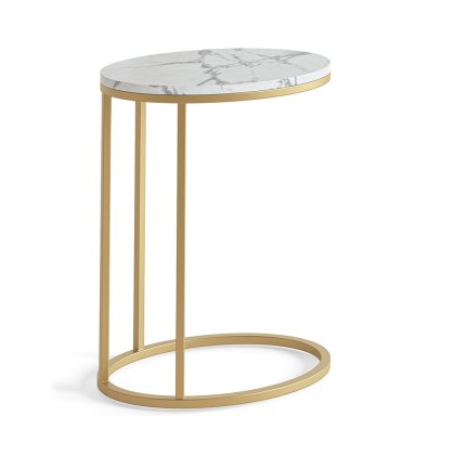 Marmora Oval Sofa/Side Table White Marble & Gold Marmora Oval Sofa/Side Table White Marble & Gold