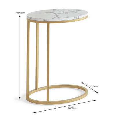 Marmora Oval Sofa/Side Table White Marble & Gold Marmora Oval Sofa/Side Table White Marble & Gold